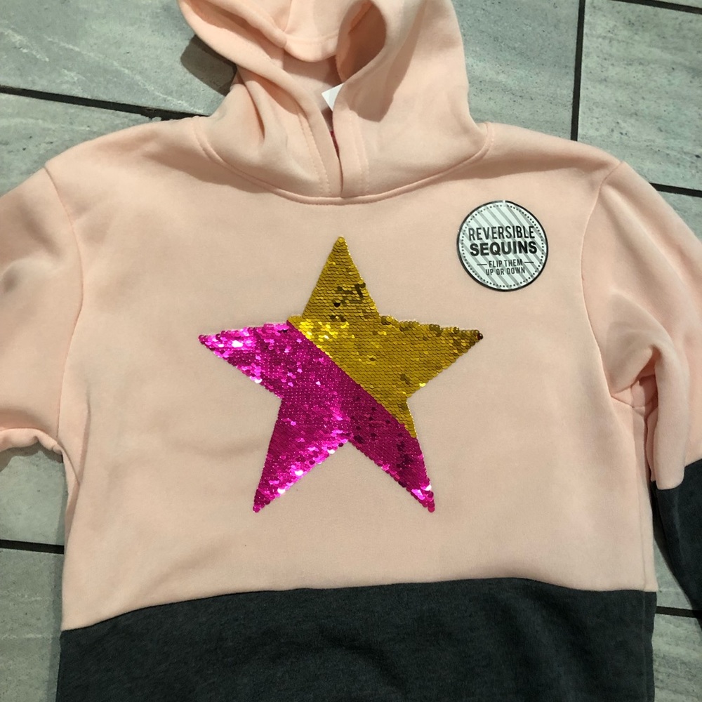 Girls Pink brand hooded sequin sweatshirt